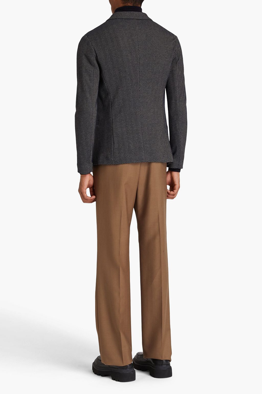 GIORGIO ARMANI Jacquard-knit cotton and cashmere-blend blazer