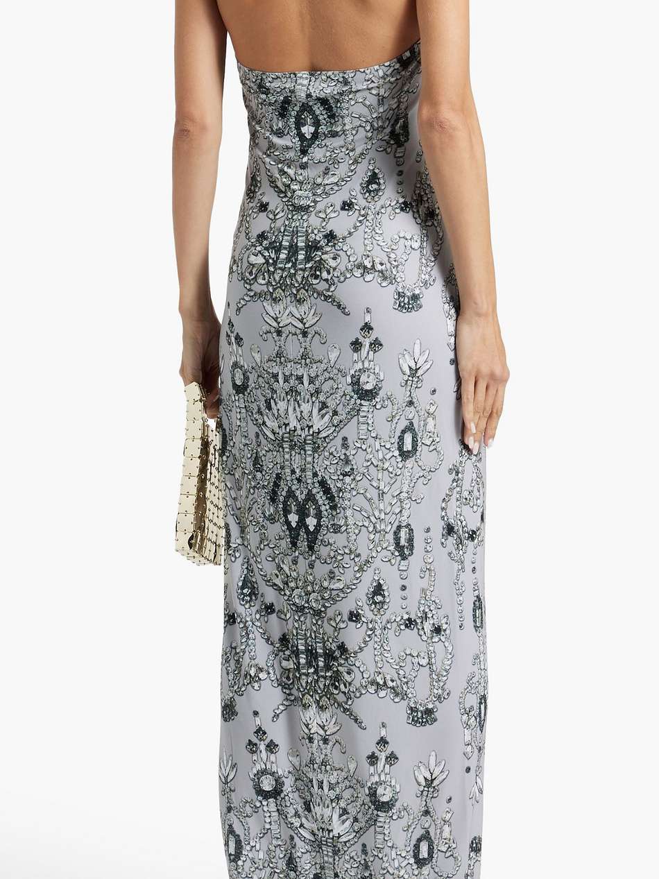 printed stretch-jersey halterneck gown