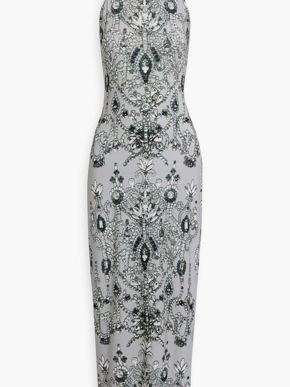 printed stretch-jersey halterneck gown
