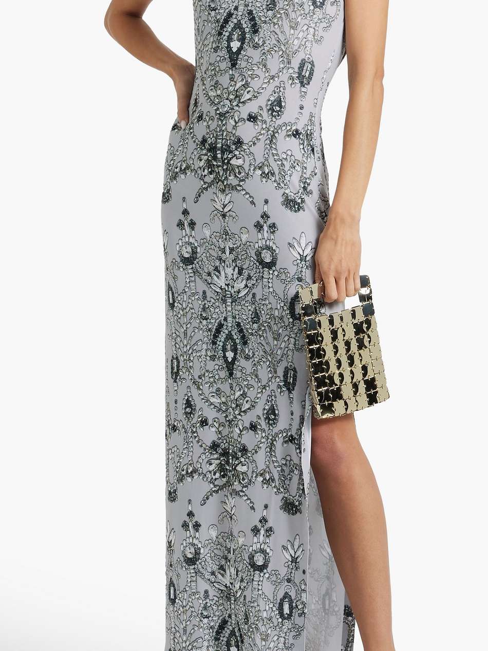 printed stretch-jersey halterneck gown
