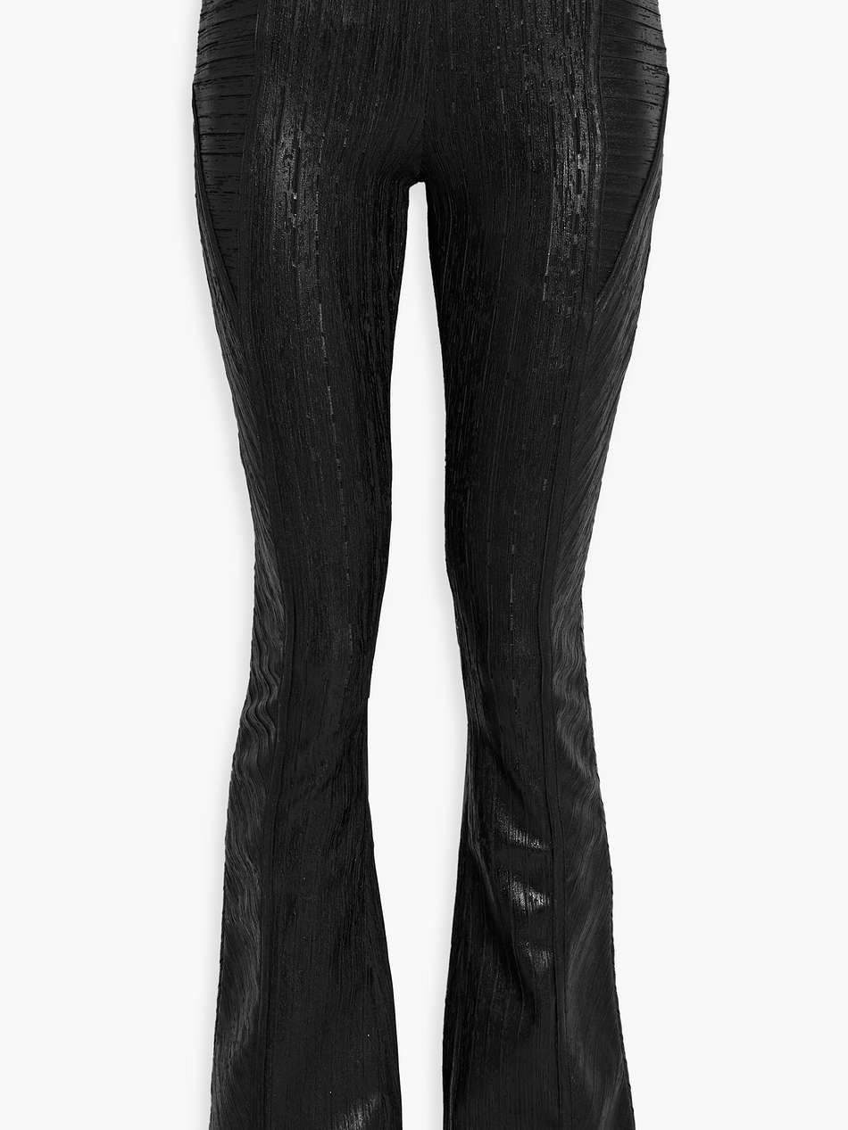 lana metallic ribbed-knit flared pants
