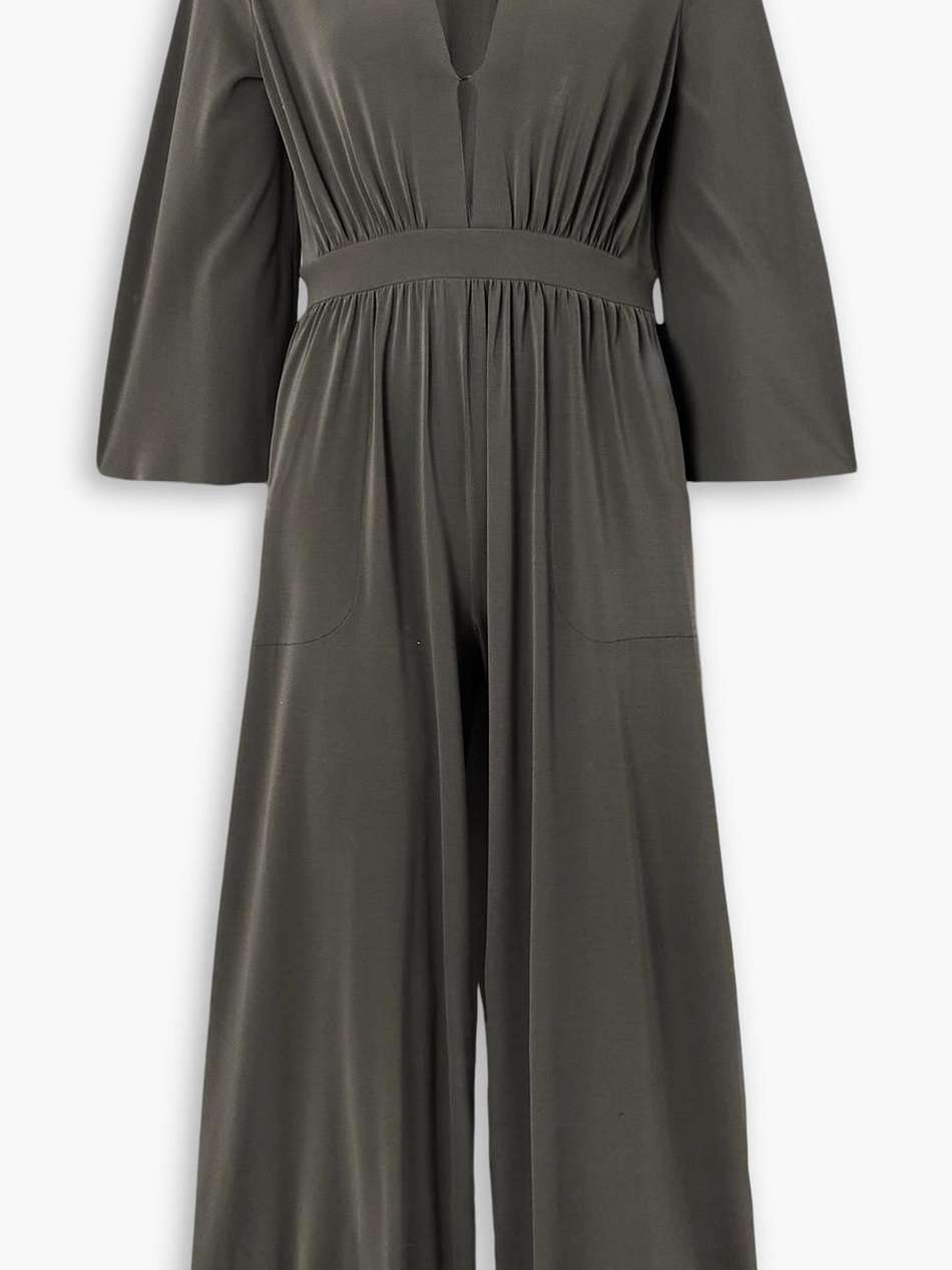 aretha cropped gathered stretch-jersey jumpsuit
