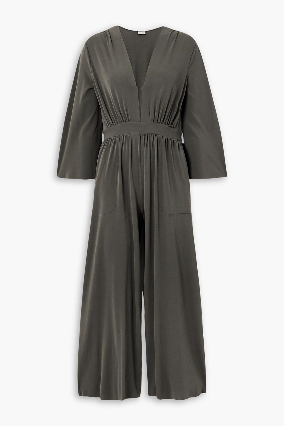 Eres Aretha Cropped Gathered Stretch-jersey Jumpsuit In Gray
