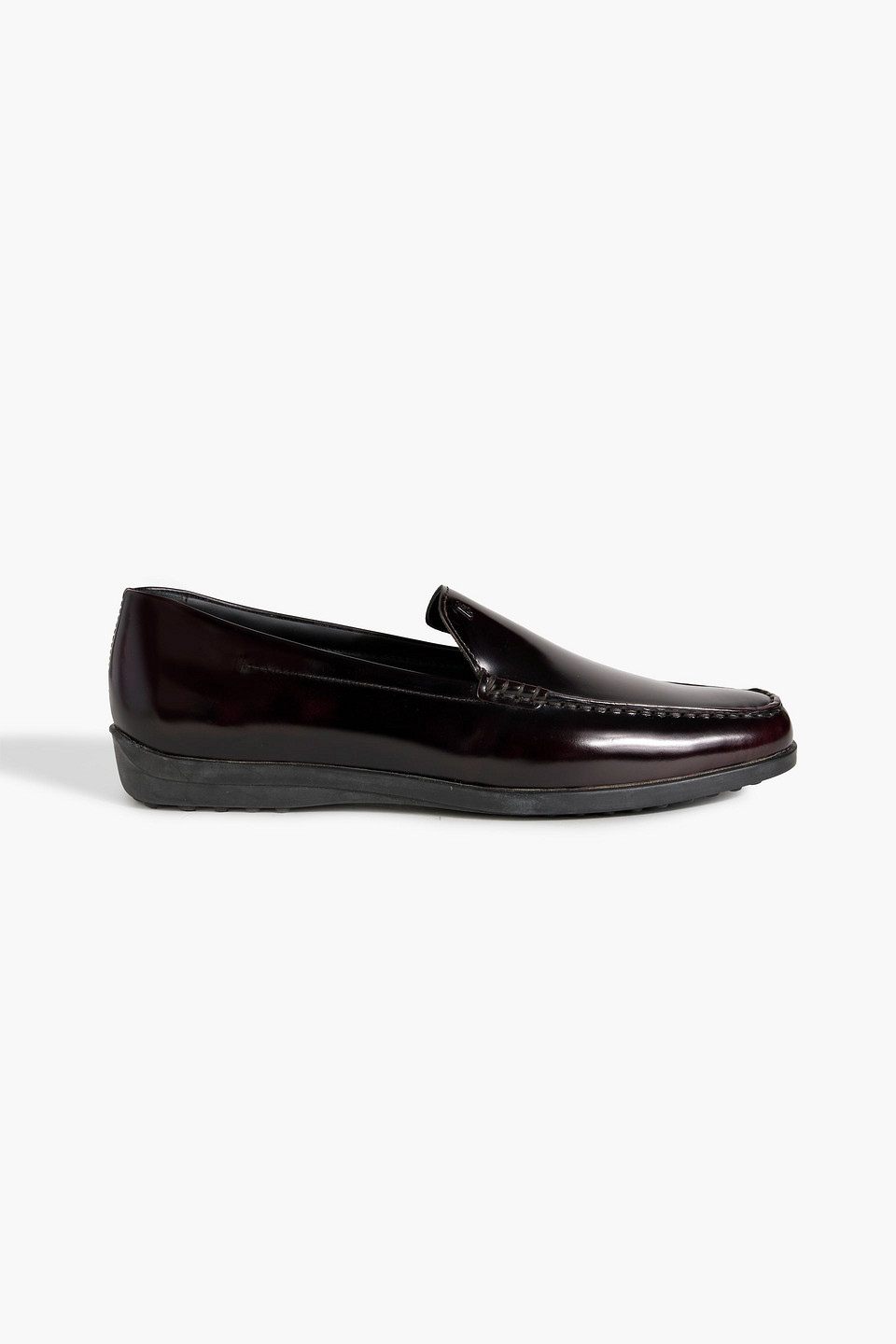 Tod's Glossed-leather Loafers In Merlot