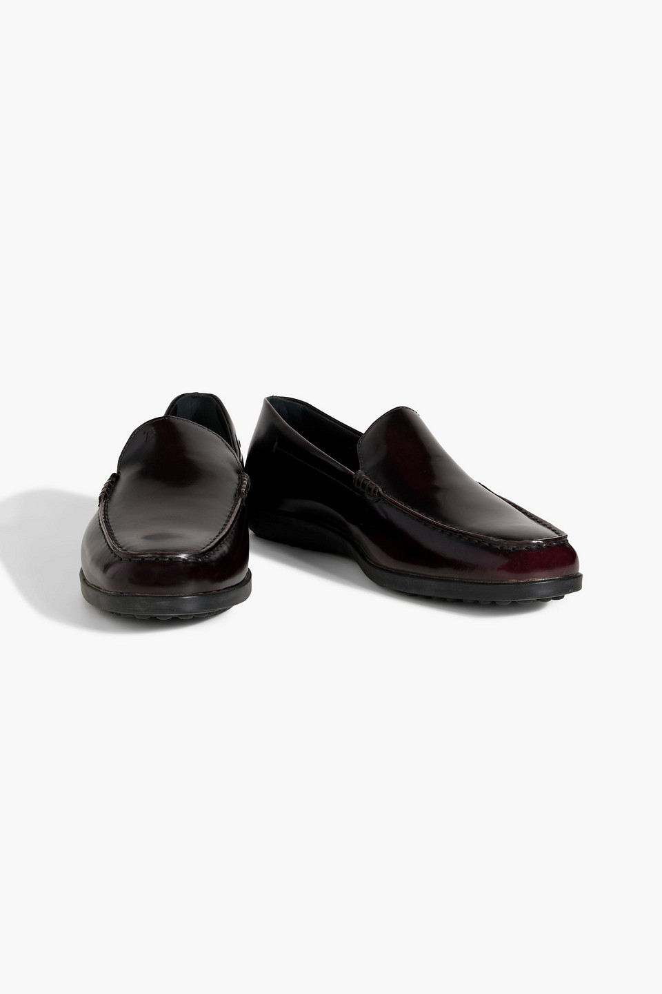 Tod's Glossed-leather Loafers In Merlot