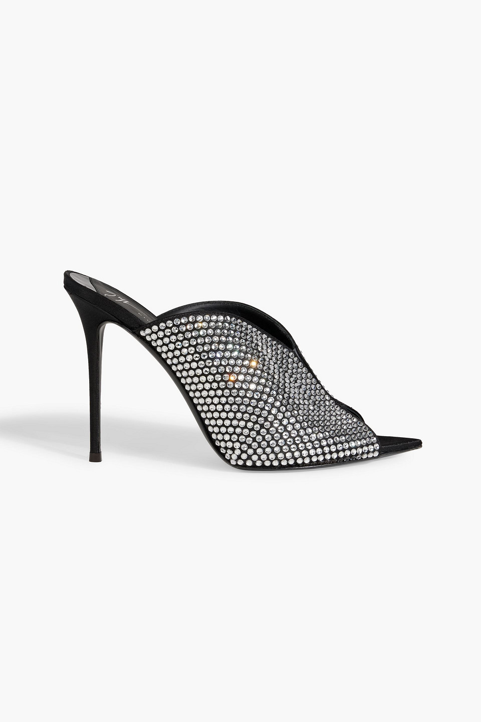 Giuseppe Zanotti Intriigo Sparkle Crystal-embellished Satin Mules In Black