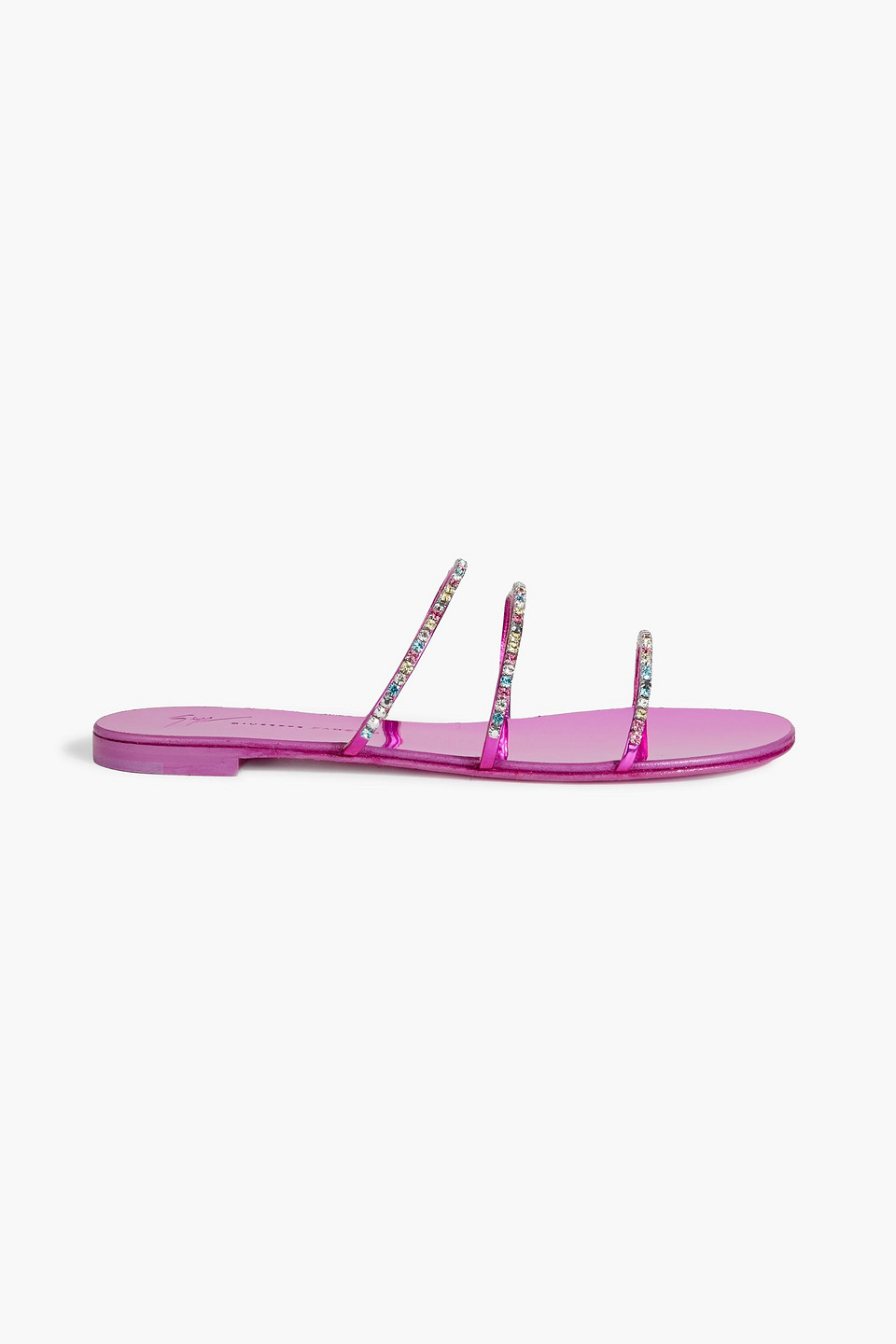 Dark Colorful crystal-embellished mirrored sandals