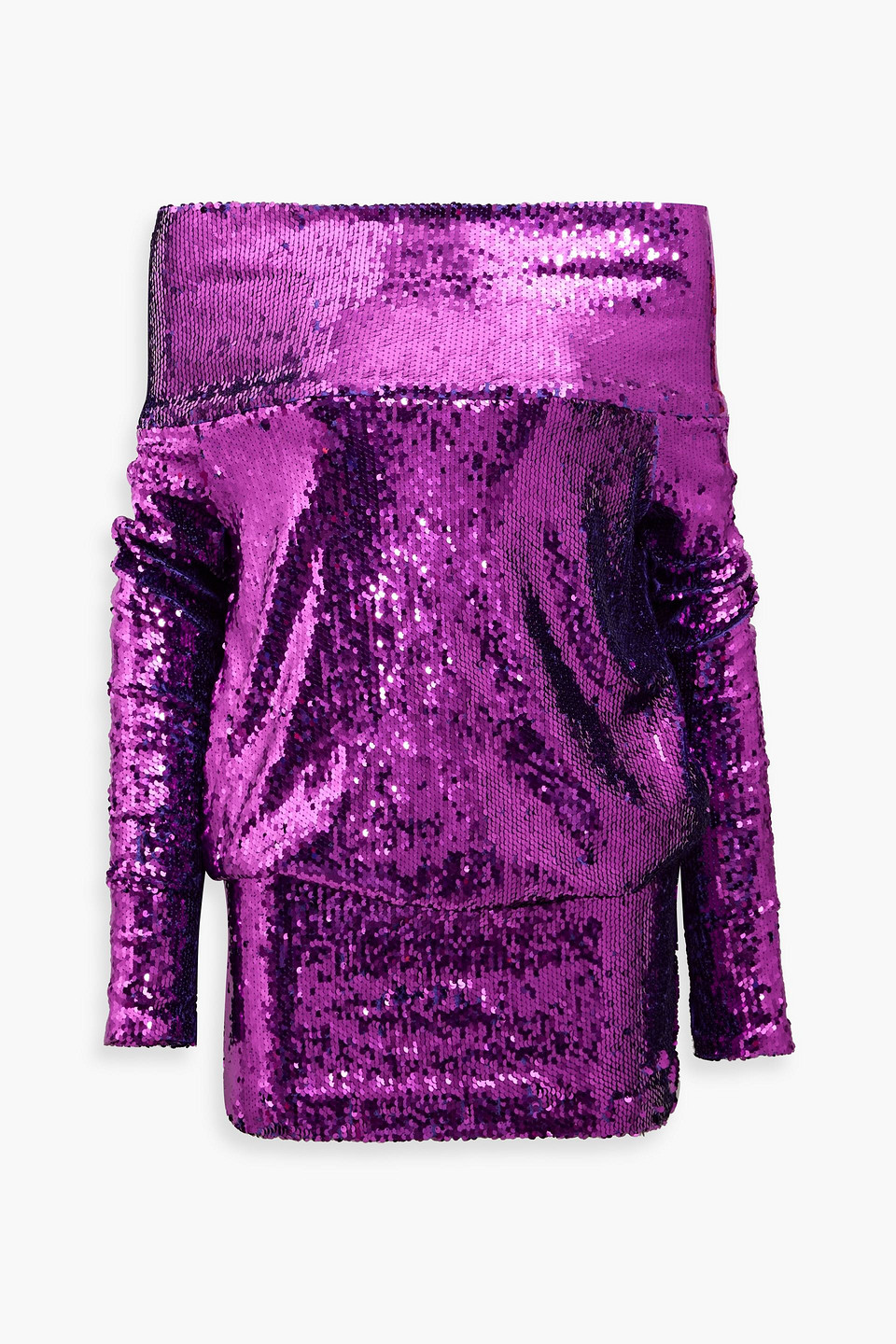 Retroféte Katya Draped Sequined Chiffon Gown In Violet