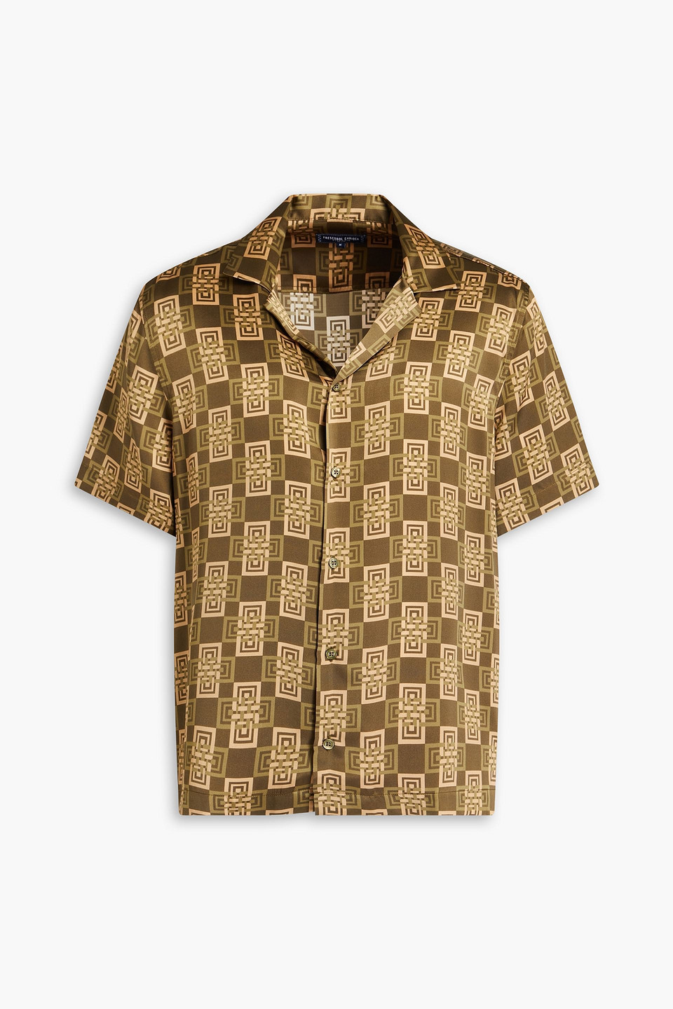 frescobol carioca - roberto printed silk-satin shirt - green - m