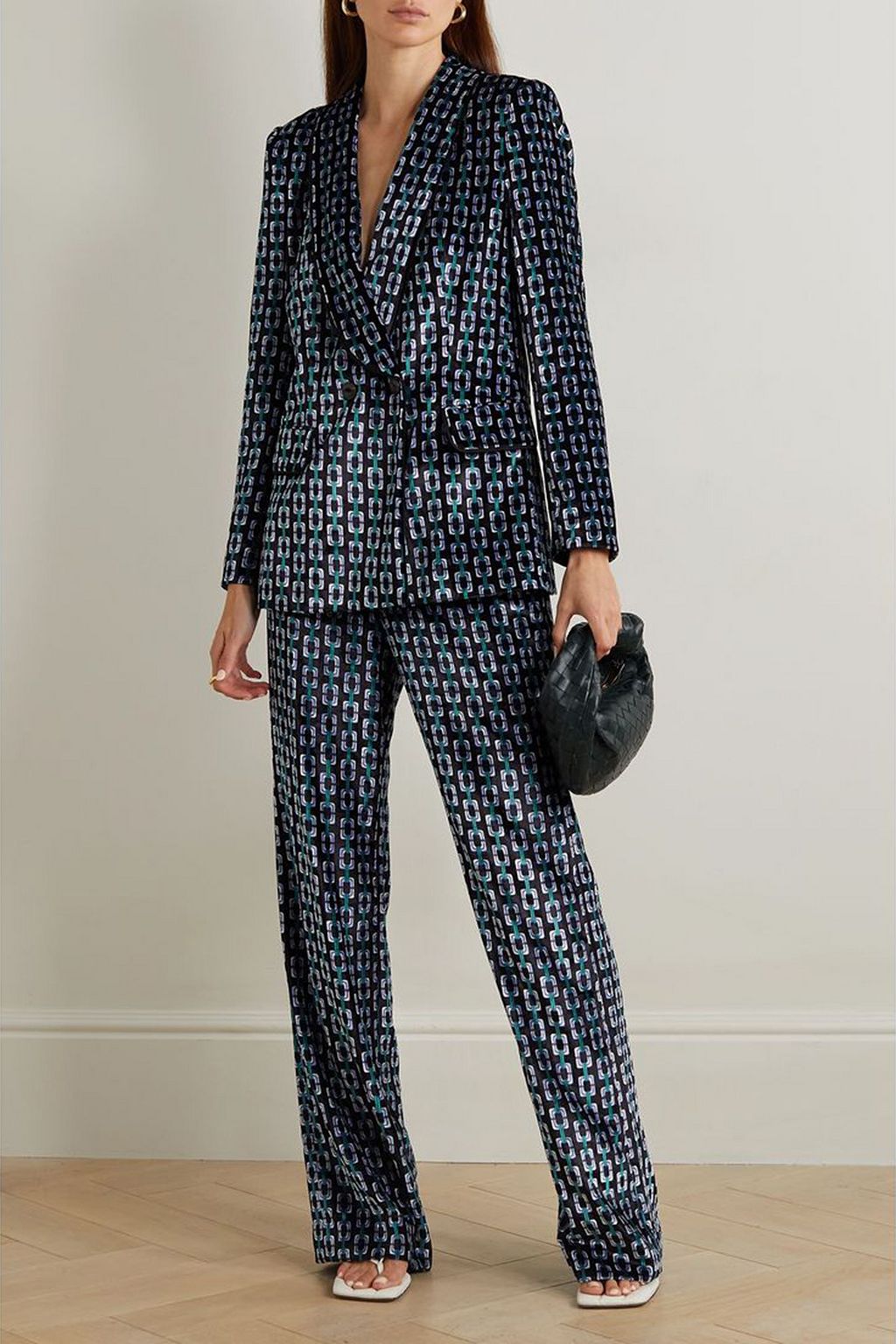 DIANE VON FURSTENBERG Chiana double-breasted printed velvet blazer