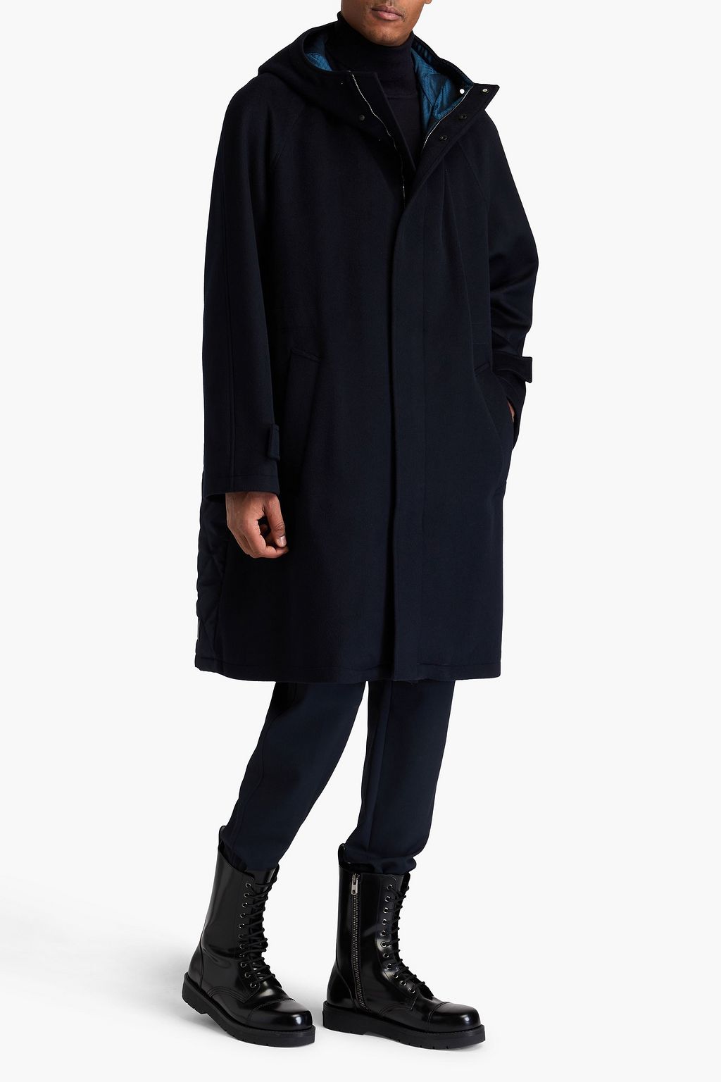 EMPORIO ARMANI 브러시드 울 혼방 펠트 & 트윌 코트