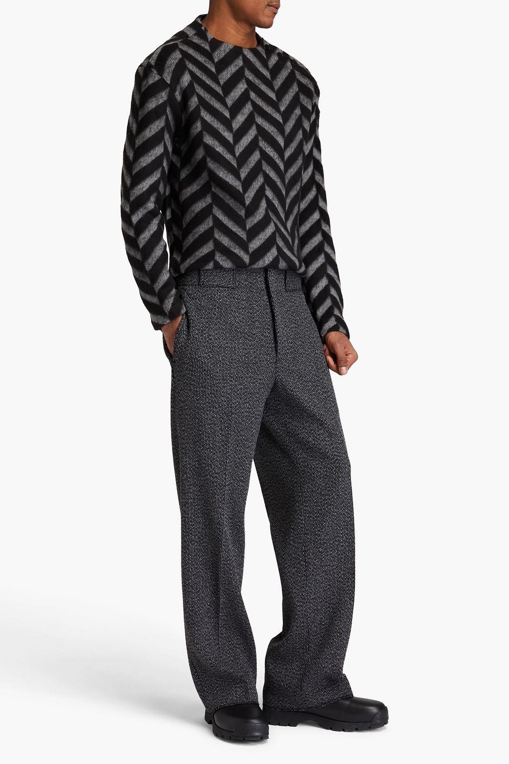 EMPORIO ARMANI Wool-blend tweed pants
