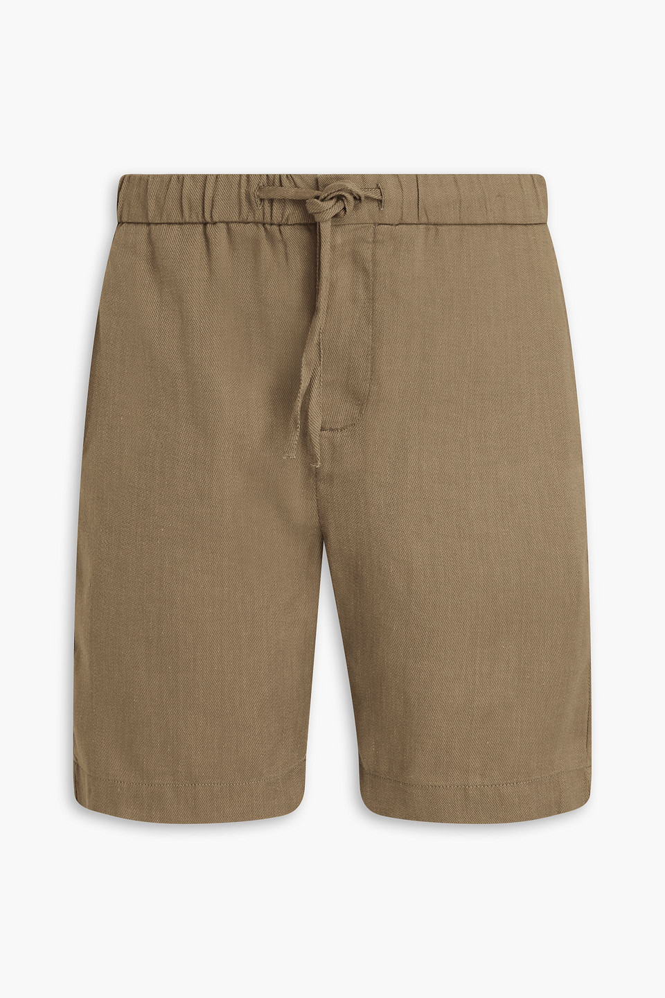 Frescobol Carioca Filipe Linen And Cotton-blend Twill Drawstring Shorts In Army Green