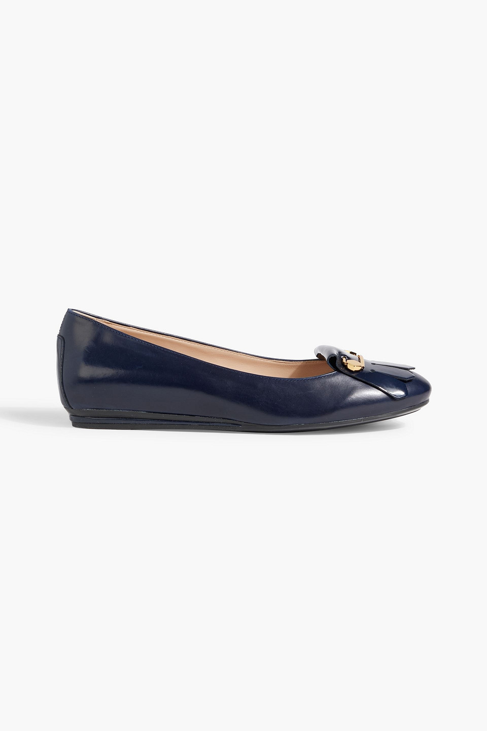 Tod's Embellished Leather Ballet Flats In Blue