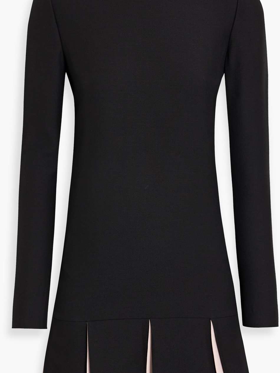 pleated wool and silk-blend crepe mini dress