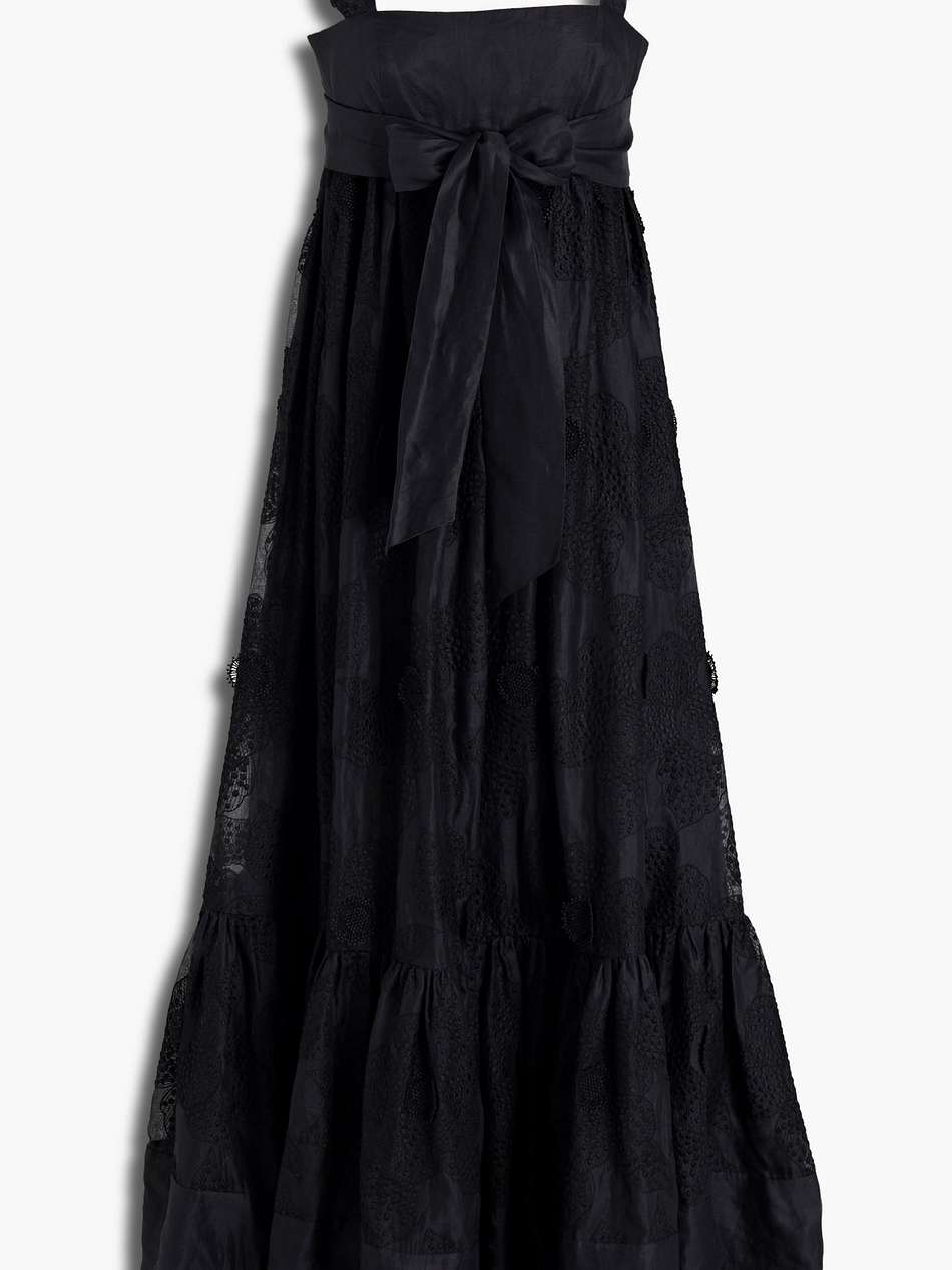 embroidered ruffled cotton-blend organza maxi dress
