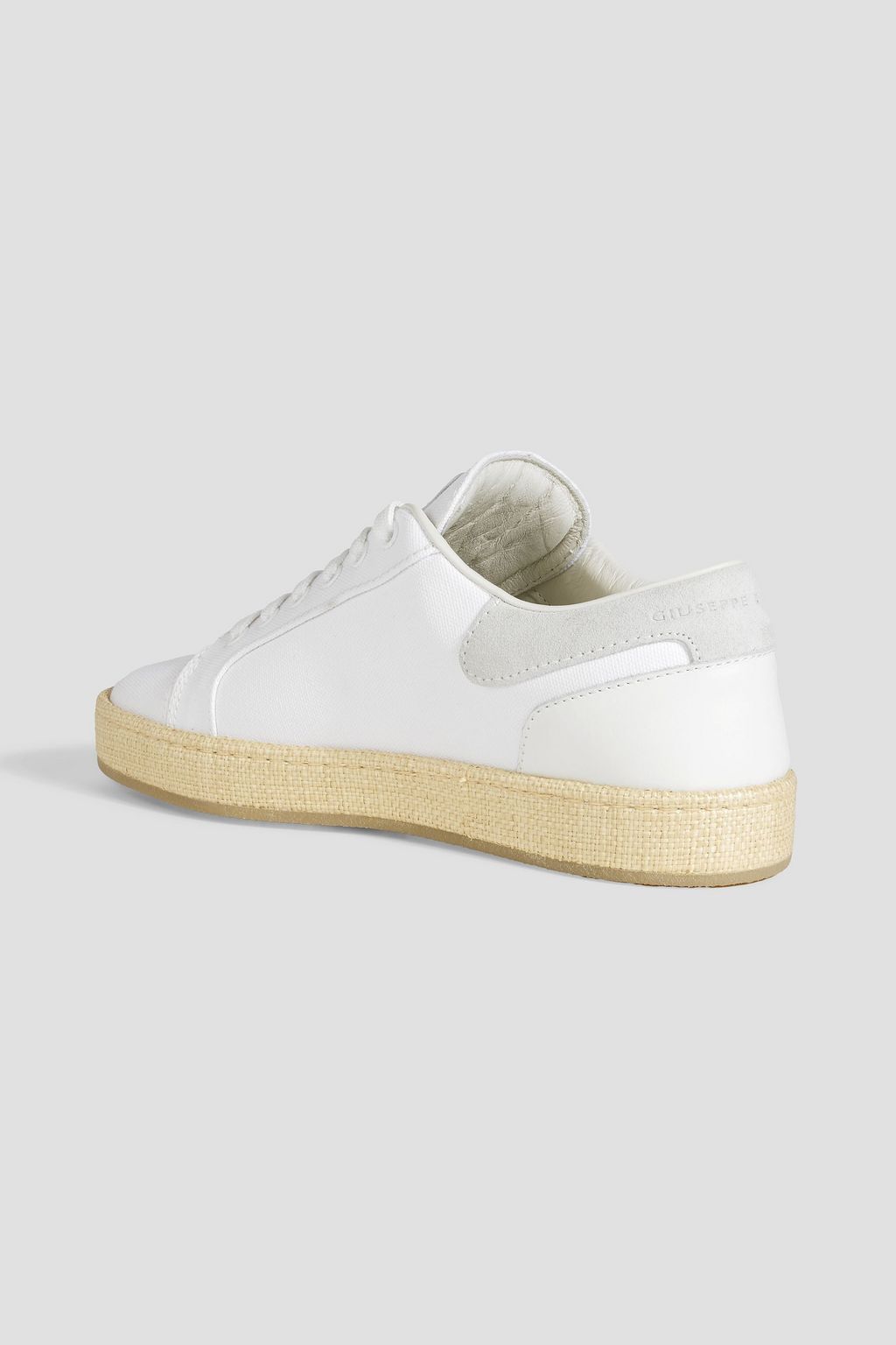 GIUSEPPE ZANOTTI GZ City faux raffia-trimmed leather and canvas sneakers