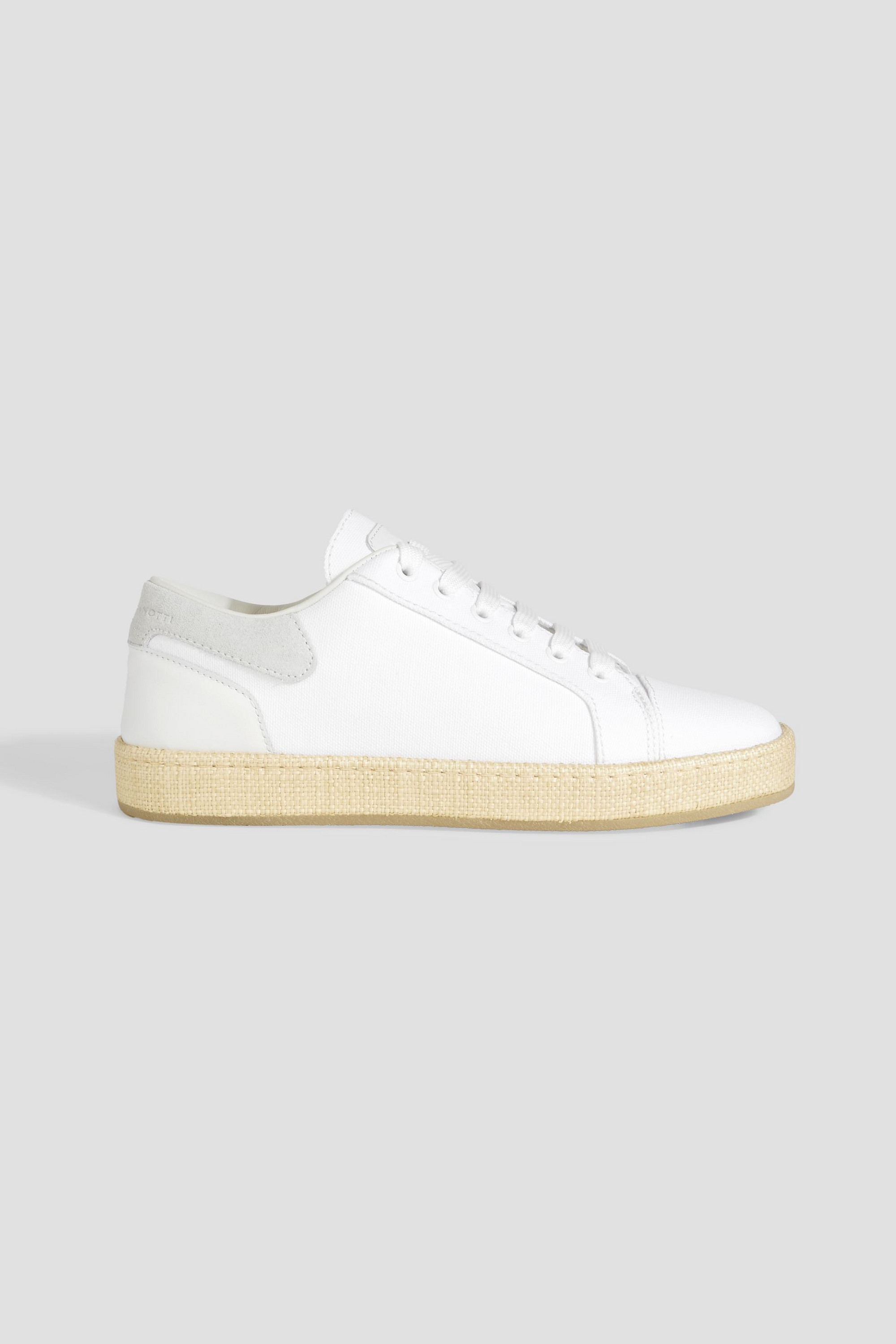 Giuseppe Zanotti GZ City faux raffia-trimmed leather and canvas sneakers