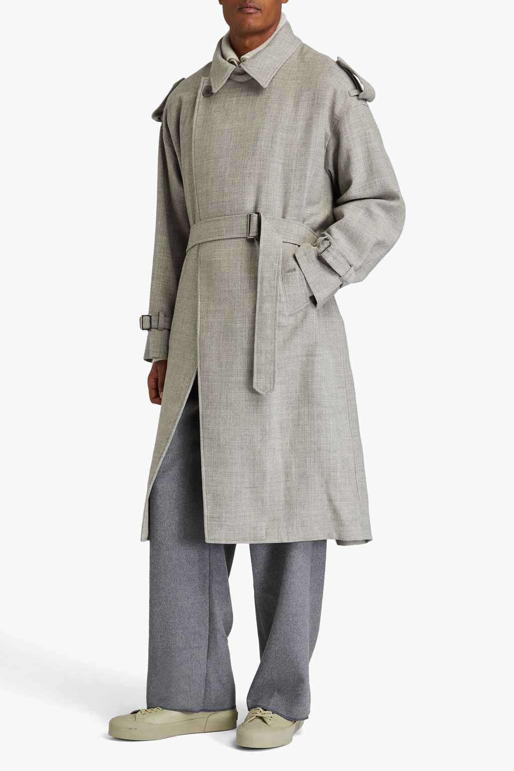 EMPORIO ARMANI معطف من الصوف مزود بحزام