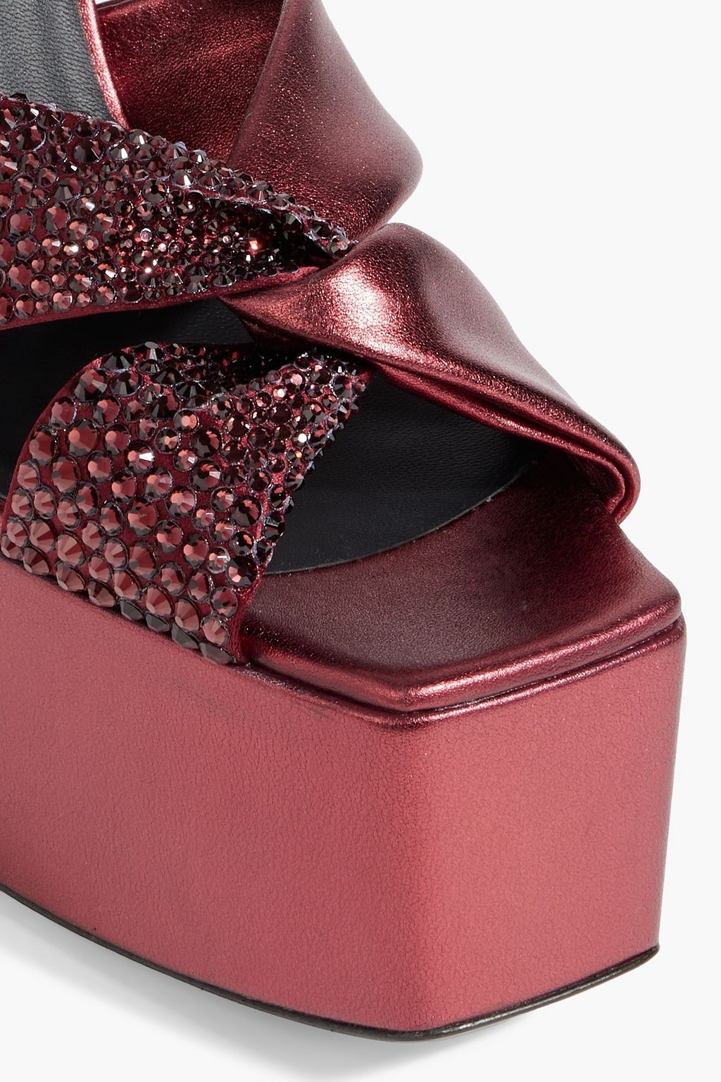 GIUSEPPE ZANOTTI Souree embellished metallic faux leather platform sandals