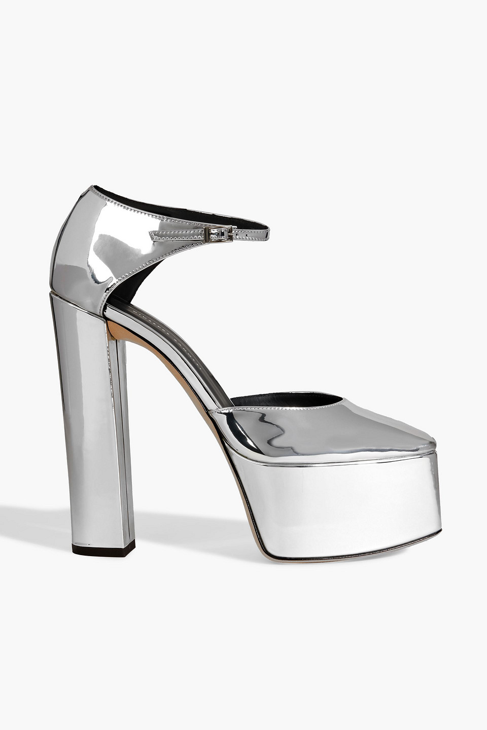 Giuseppe Zanotti Bebe Mirrored-leather Platform Pumps In Silver