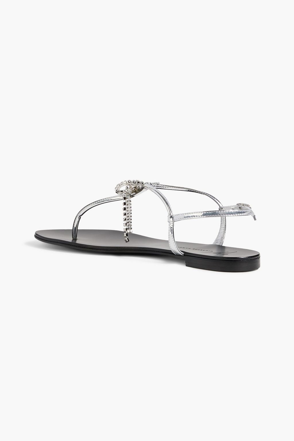 GIUSEPPE ZANOTTI Crystal-embellished mirrored-leather sandals