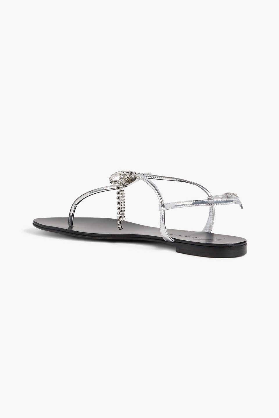 Giuseppe Zanotti Crystal-embellished Mirrored-leather Sandals In Silver