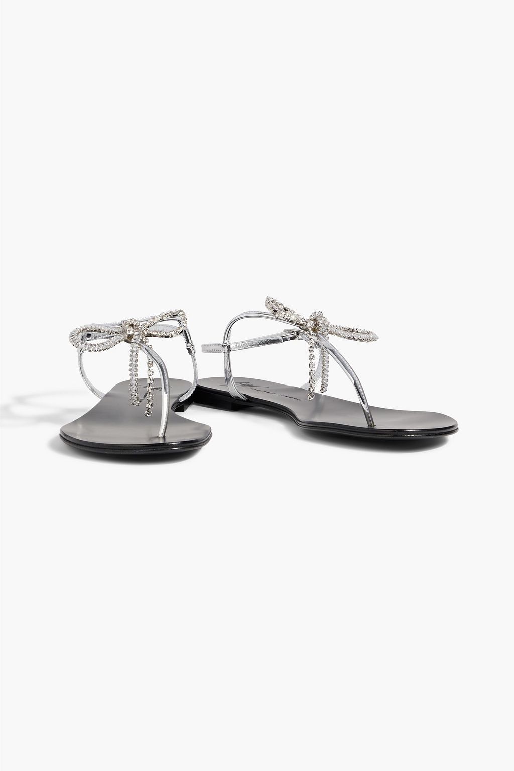 GIUSEPPE ZANOTTI Crystal-embellished mirrored-leather sandals