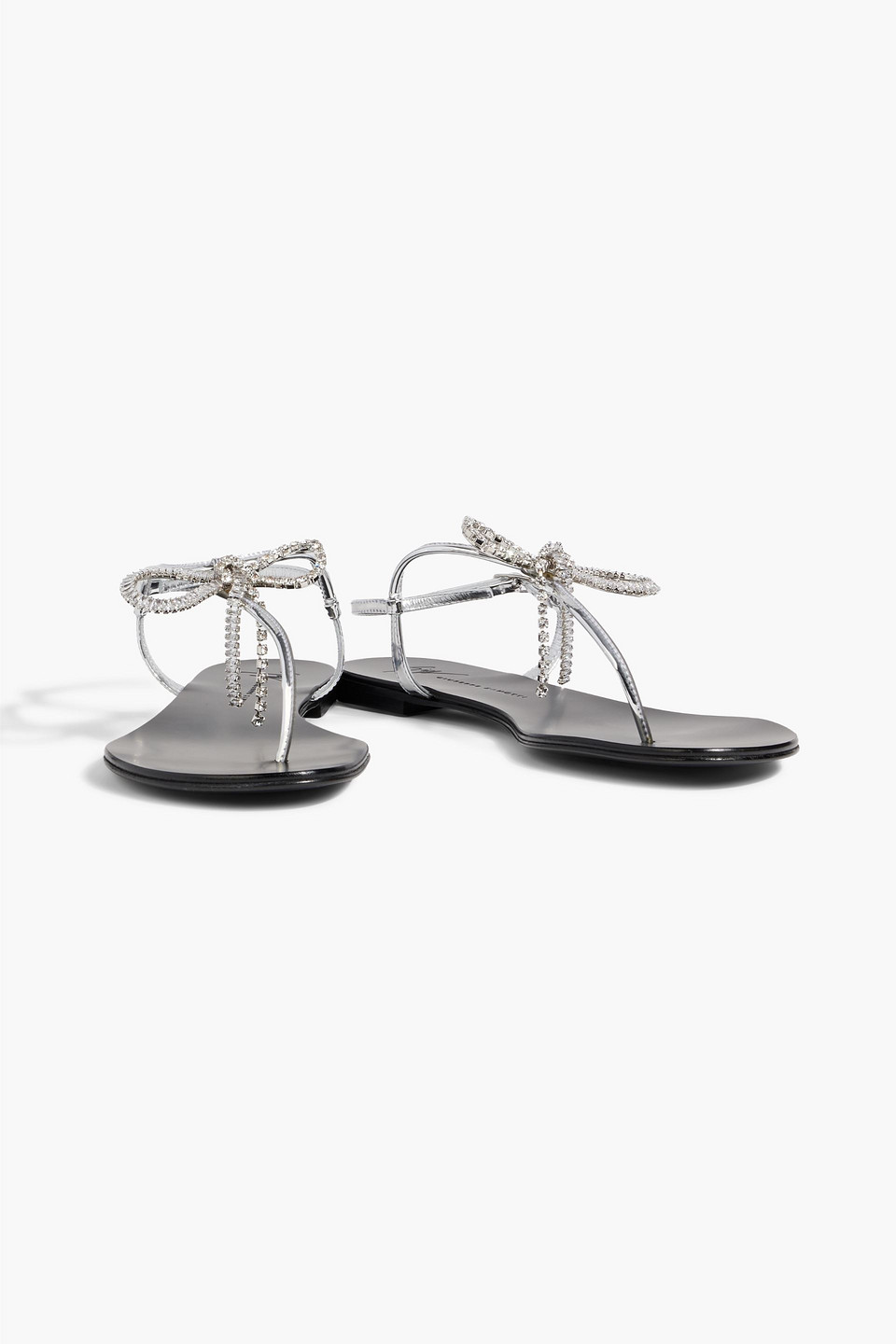 Giuseppe Zanotti Crystal-embellished Mirrored-leather Sandals In Silver