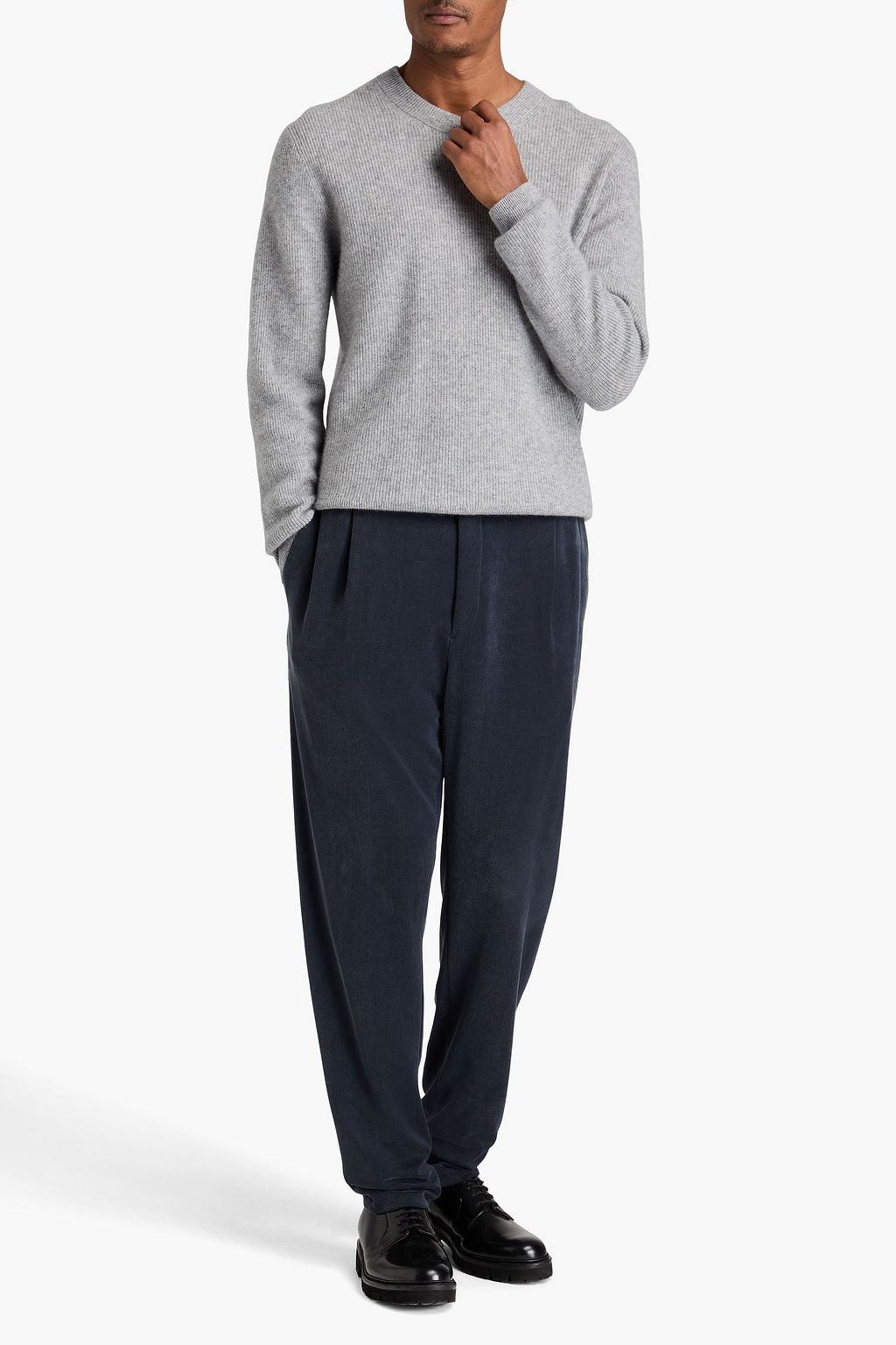 GIORGIO ARMANI キュプラ混ツイル テーパードパンツ