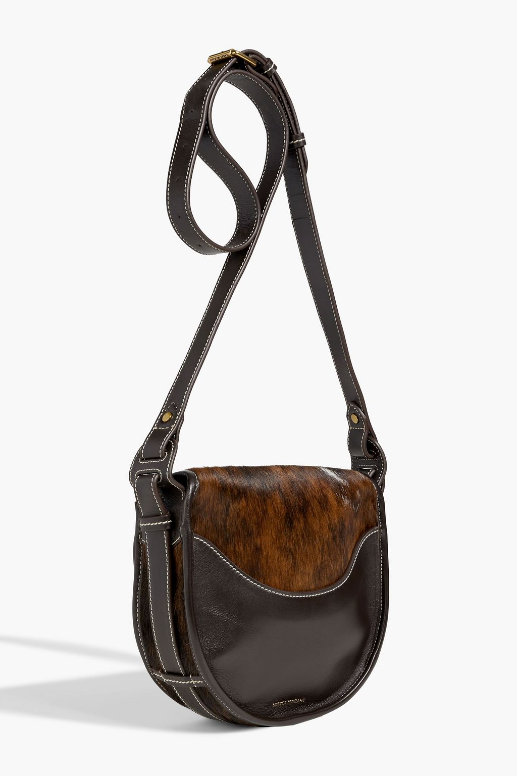 ISABEL MARANT Botsy leather-trimmed calf hair cross-body bag