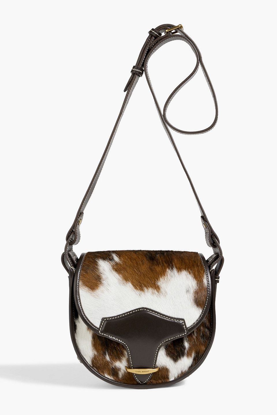 Isabel Marant Botsy Leather-trimmed Calf-hair Cross-body Bag In Brown