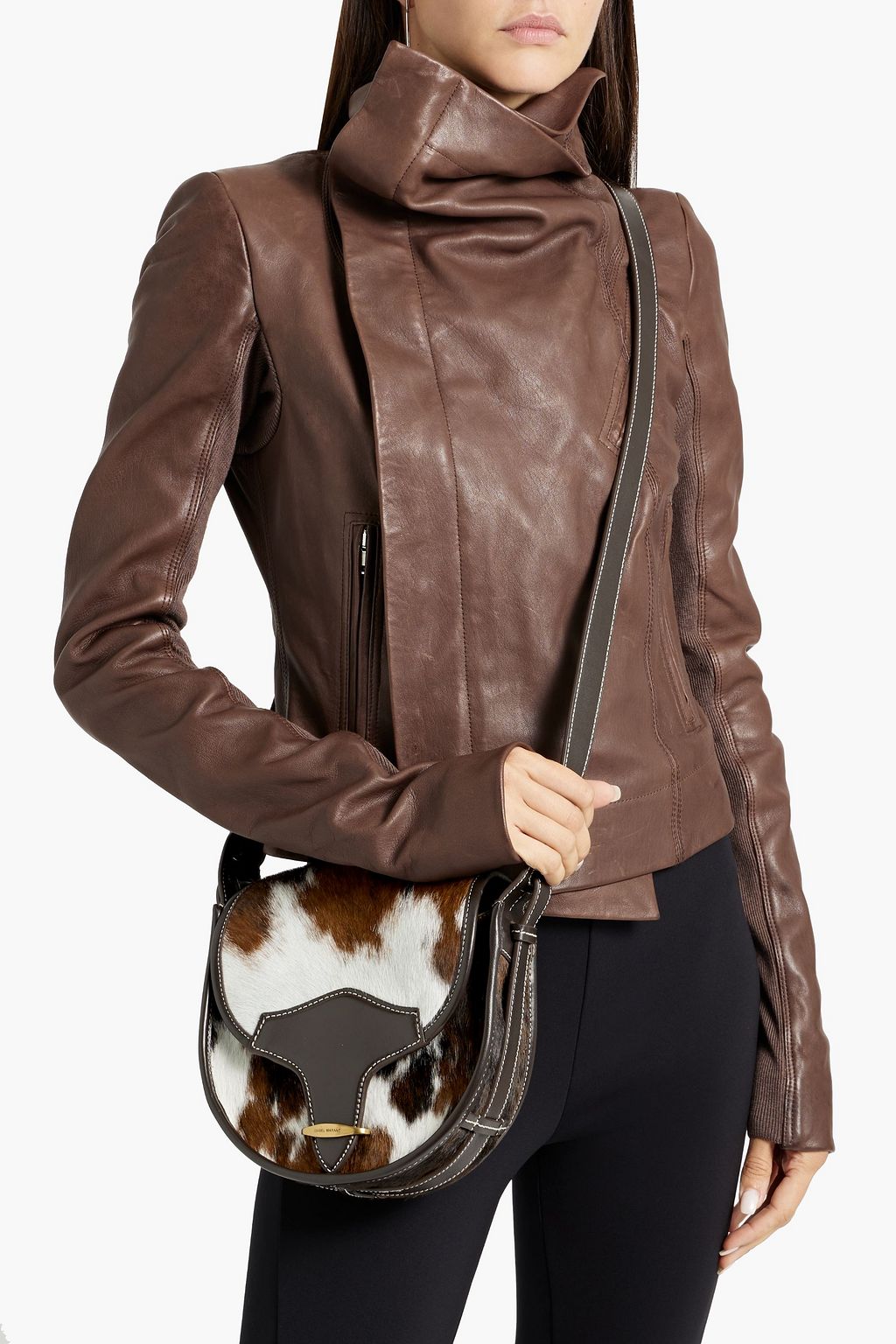 ISABEL MARANT Botsy leather-trimmed calf hair cross-body bag