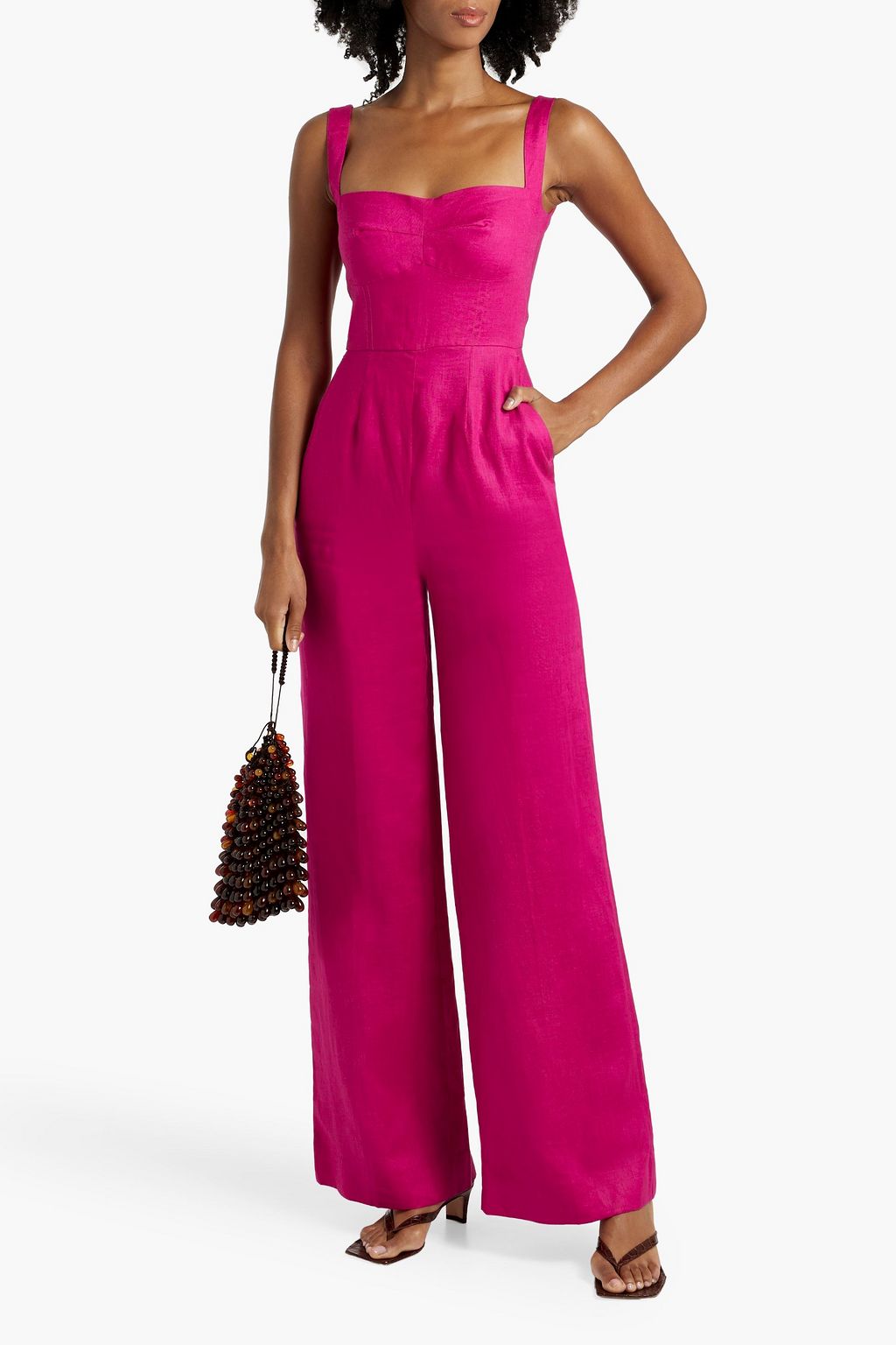SALONI Rachel linen wide-leg jumpsuit