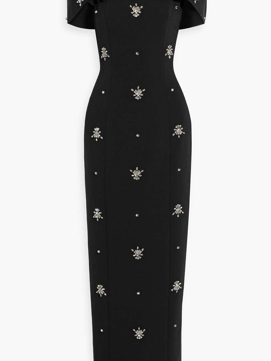 adelaide cape-effect crystal-embellished crepe gown