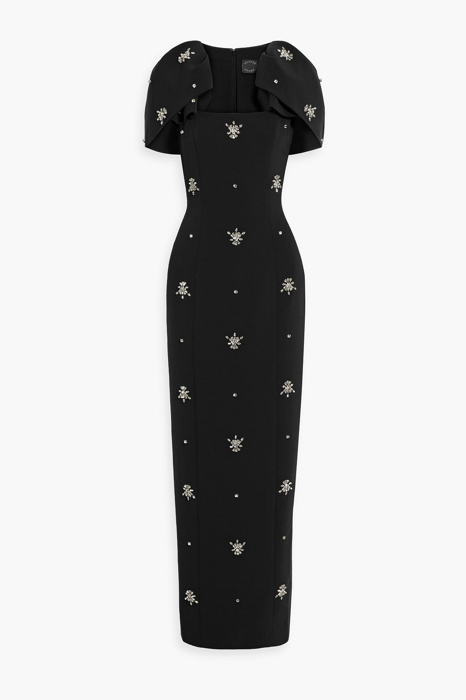 Adelaide cape-effect crystal-embellished crepe gown