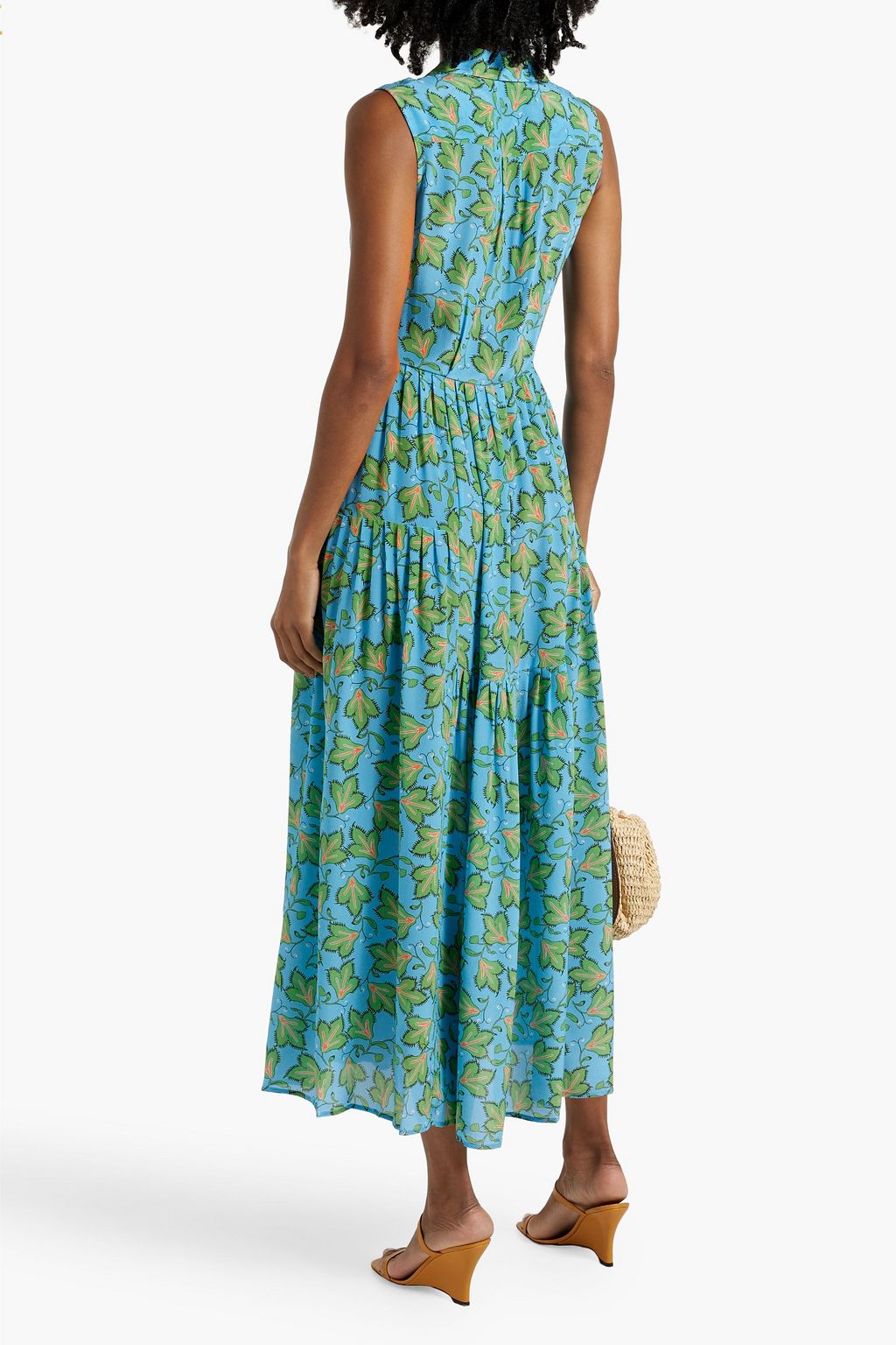 SALONI Arya printed silk crepe de chine midi dress