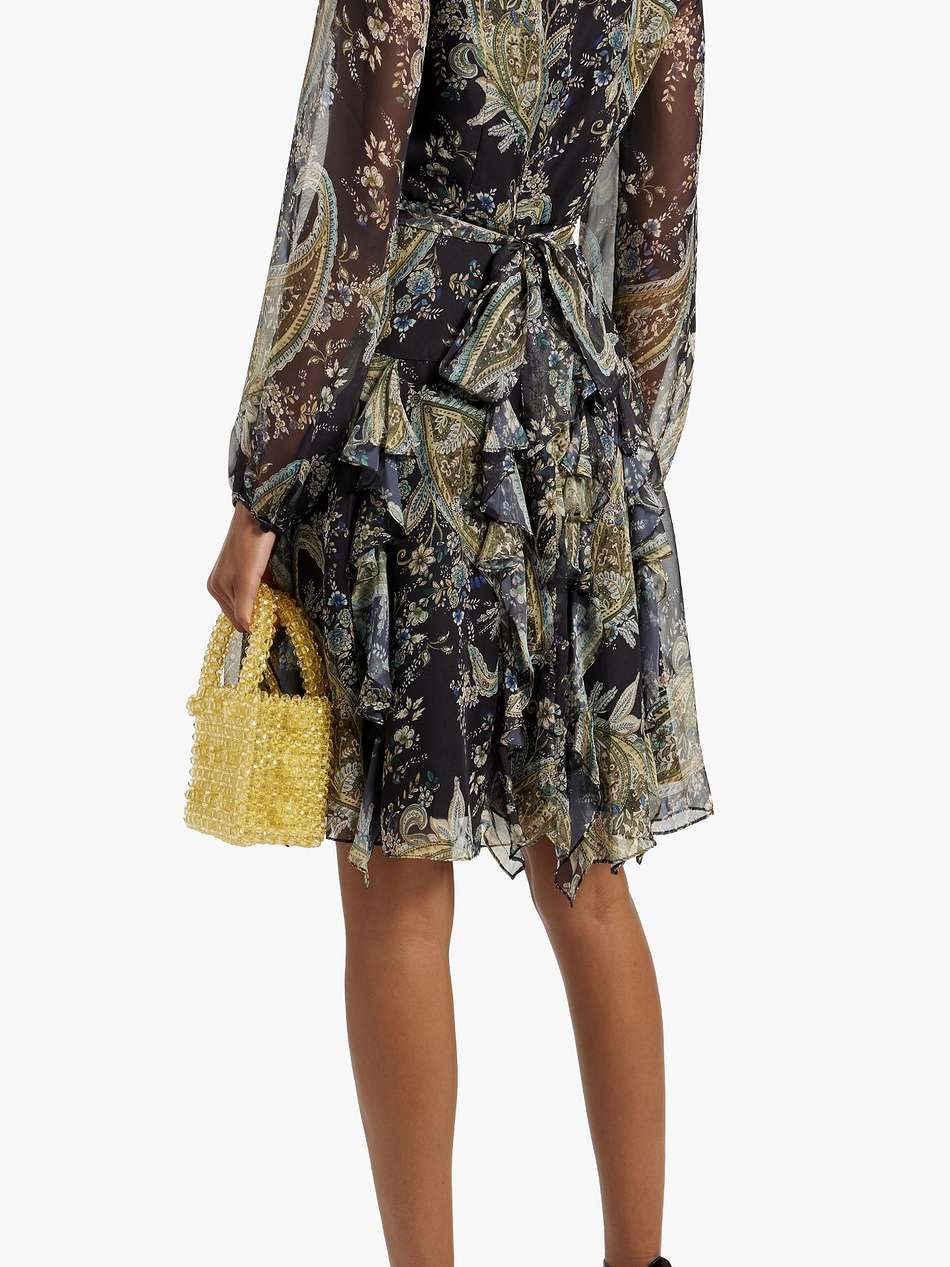 ruffled printed chiffon dress