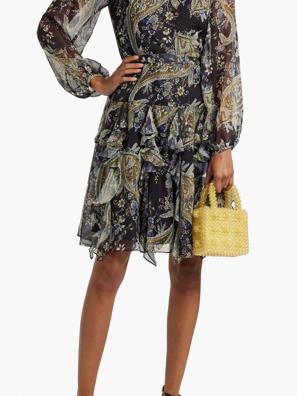 ruffled printed chiffon dress