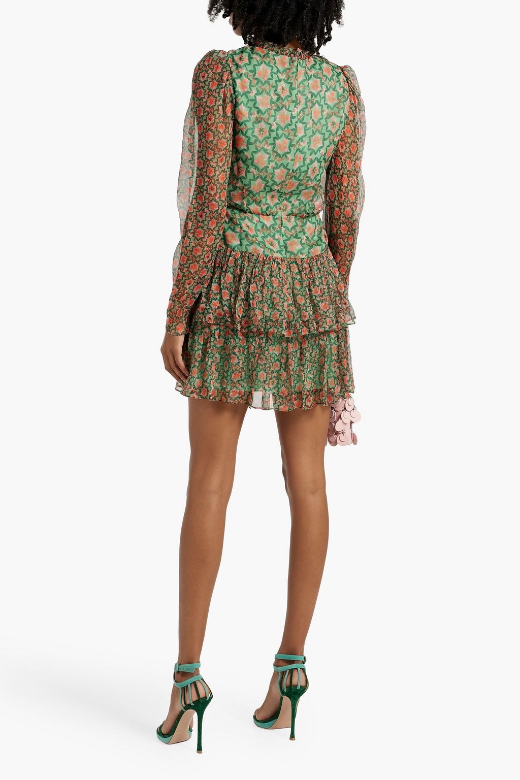 SALONI Ava printed silk-georgette mini dress