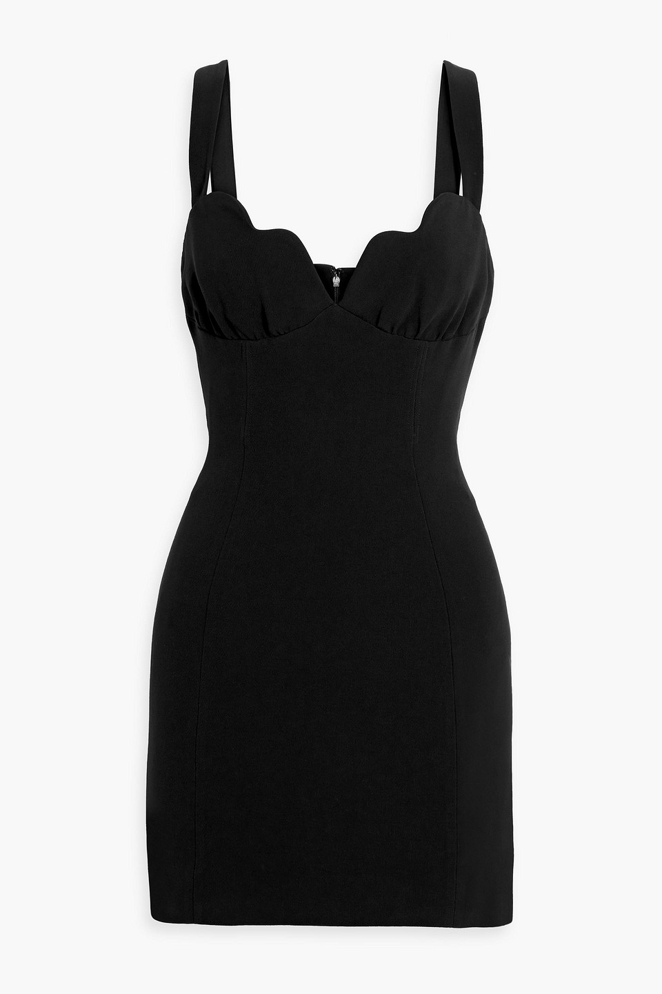 Saloni Halle Scalloped Cady Mini Dress In Black