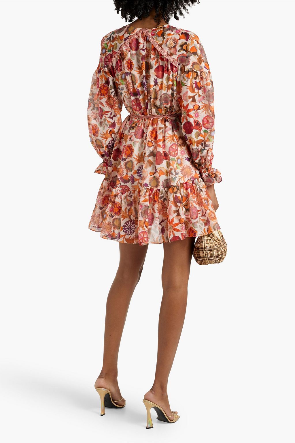 SALONI Pixie floral-print cotton and silk-blend voile mini dress