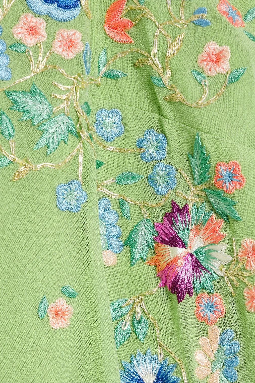 SALONI Divina embroidered silk crepe de chine midi dress