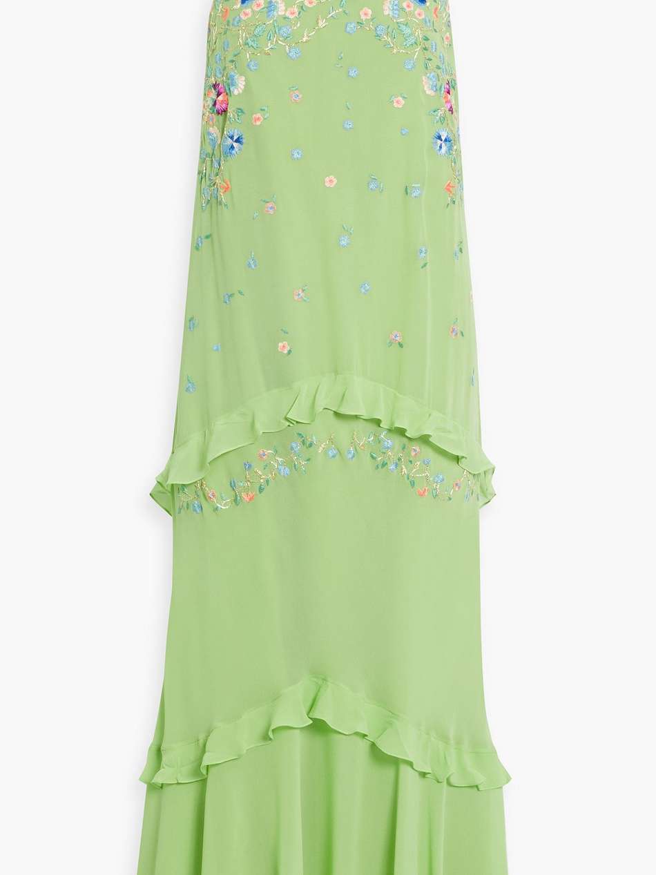 divina embroidered silk crepe de chine midi dress