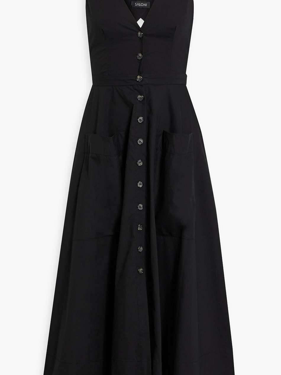 zoey cutout cotton-blend poplin midi dress