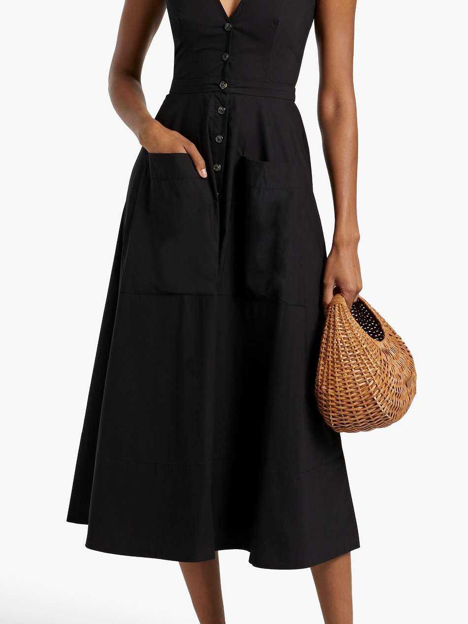 zoey cutout cotton-blend poplin midi dress