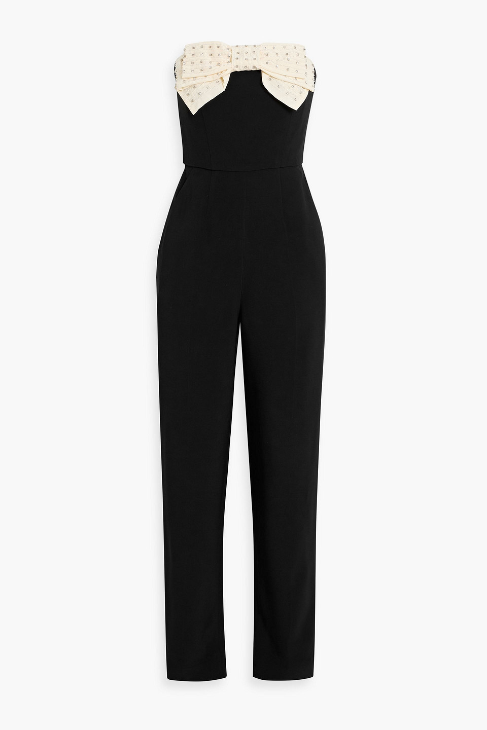 Saloni Sable Strapless Embellished Cady Jumpsuit In Black
