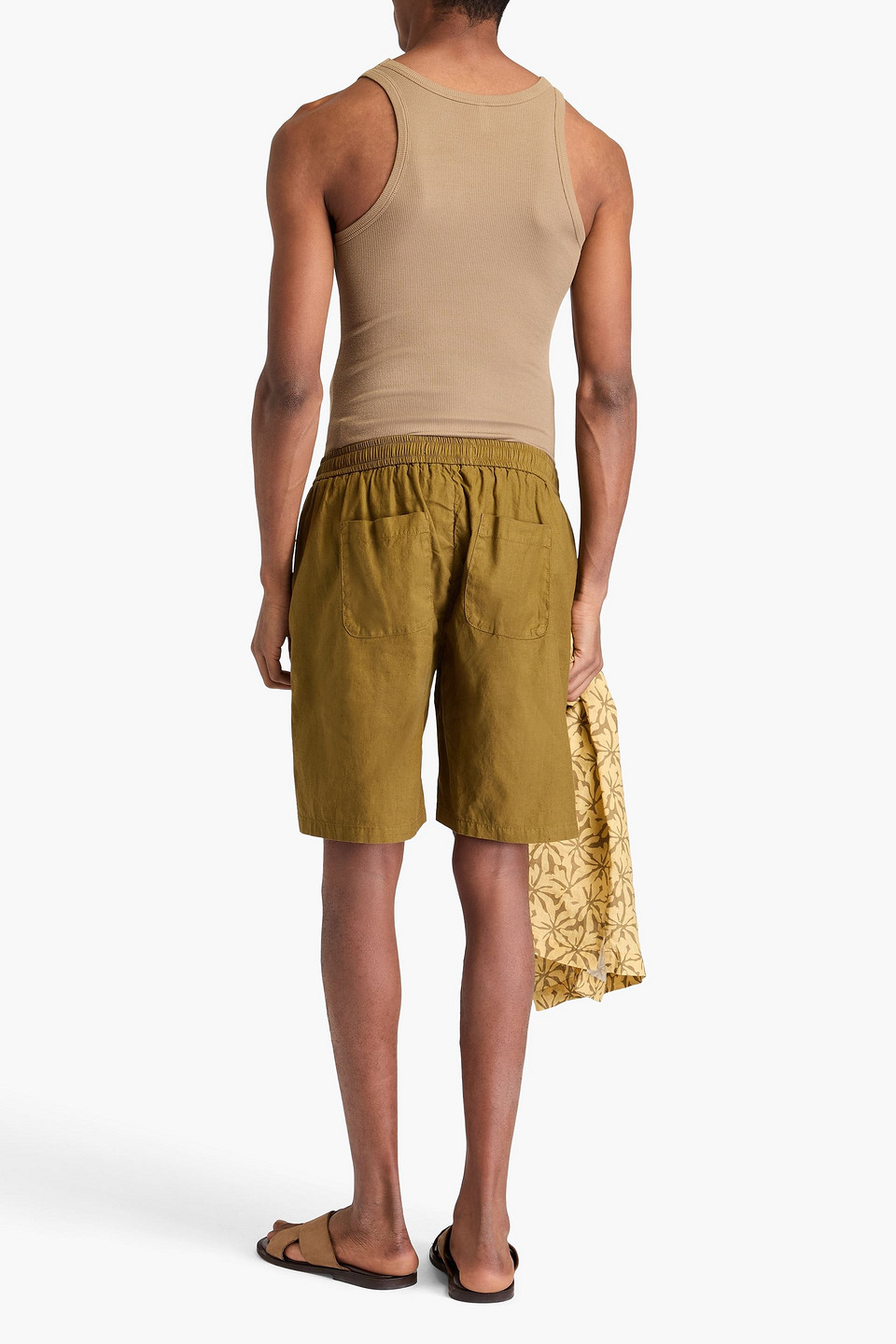 Frescobol Carioca Sergio Linen-blend Drawstring Shorts In Leaf Green