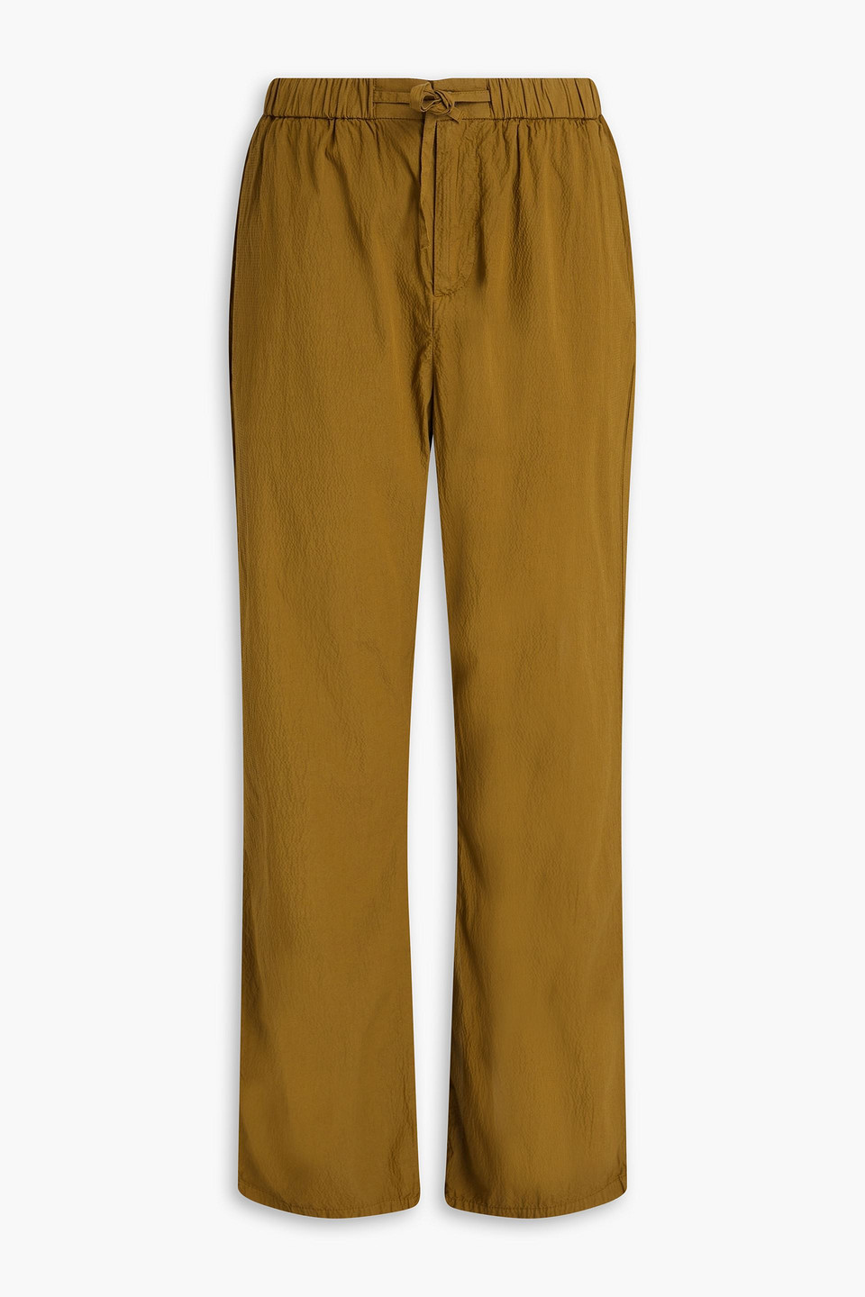 Frescobol Carioca Rocha Cotton-blend Seersucker Drawstring Pants In Army Green