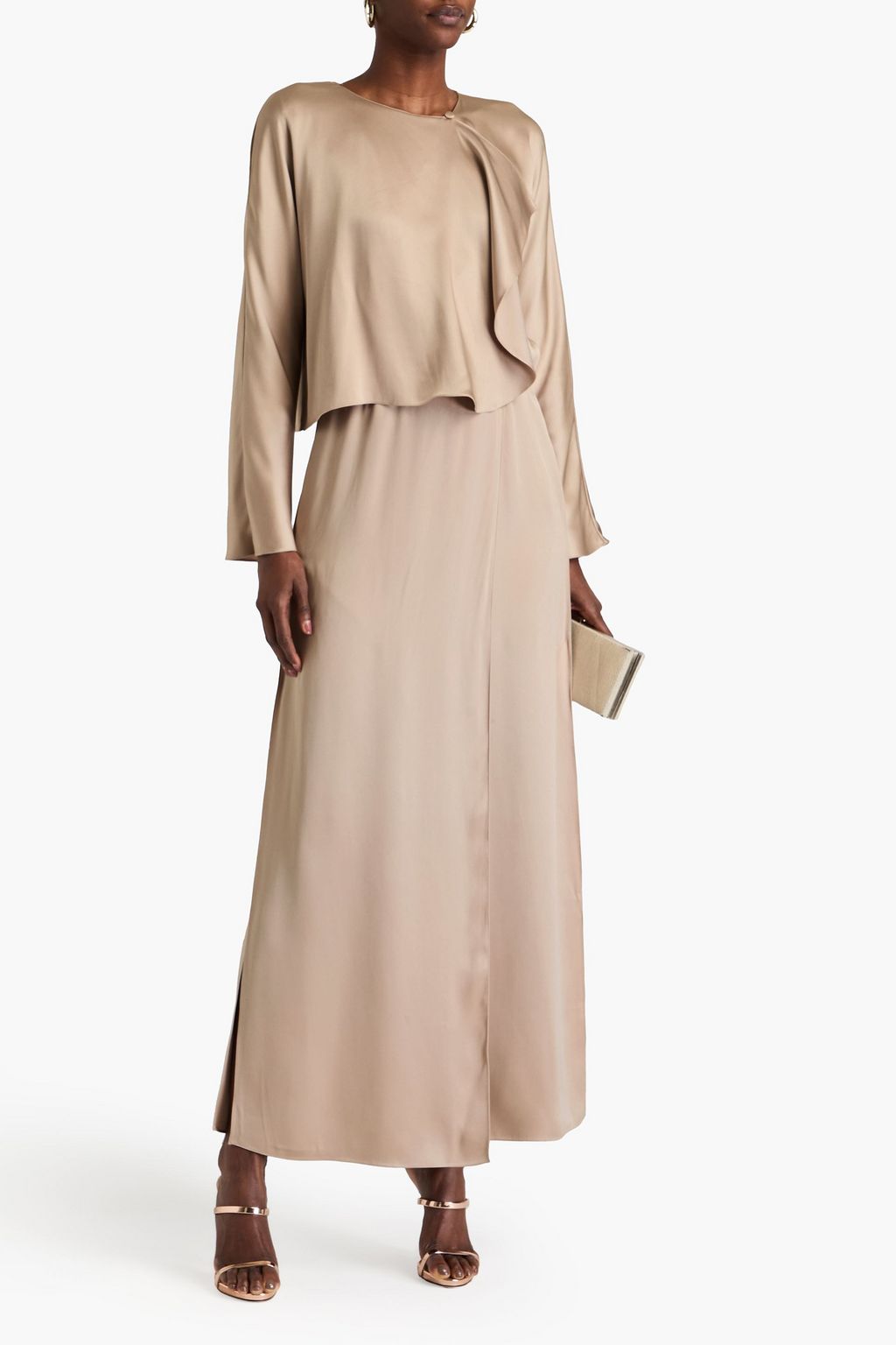 GIORGIO ARMANI Wrap-effect silk-satin maxi dress